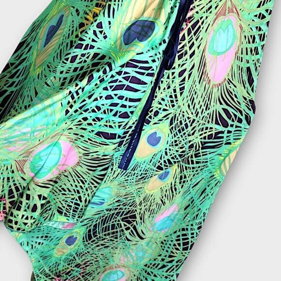 Tunic Womens Dress Sz Large Green Blue Peacock Silk Layers Caftan Boho Swiftie - Picture 11 of 16